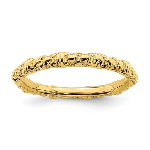 White Sterling Silver Ring Band Stackable Expressions Gold-plated Cable