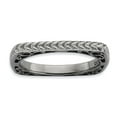 thumbnail image 1 of White Sterling Silver Ring Band Stackable Expressions Polished Black-plate Square, 1 of 4