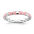 thumbnail image 1 of White Sterling Silver Ring Band Stackable Pink Expressions Enamel Heart, 1 of 5
