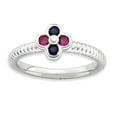 thumbnail image 1 of White Sterling Silver Ring Band Stackable Ruby, Lab Created Red Sapphire, Blue, 1 of 4
