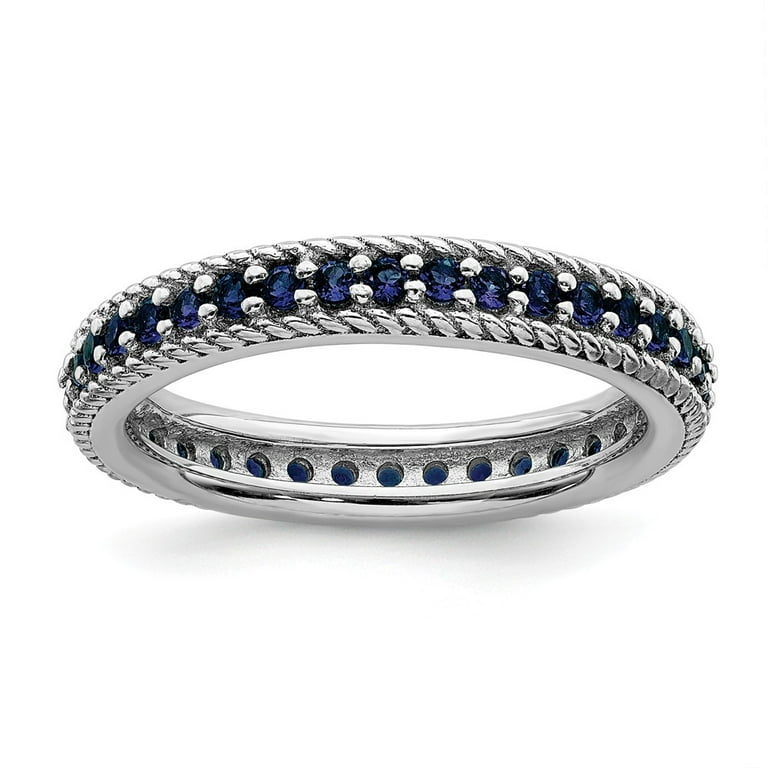 Sterling Silver Stackable Expressions Created Blue Sapphire Round Ring Sterling Silver Stackable Expressions Created Blue Sapphire Round Ring