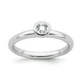 thumbnail image 1 of White Sterling Silver Ring Band Stackable Topaz Round, 1 of 5