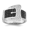 thumbnail image 1 of White Sterling Silver Ring Band Themed Cubic Zirconia CZ Black, 1 of 5
