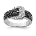 thumbnail image 1 of White Sterling Silver Ring Band Themed Cubic Zirconia CZ Black, 1 of 2
