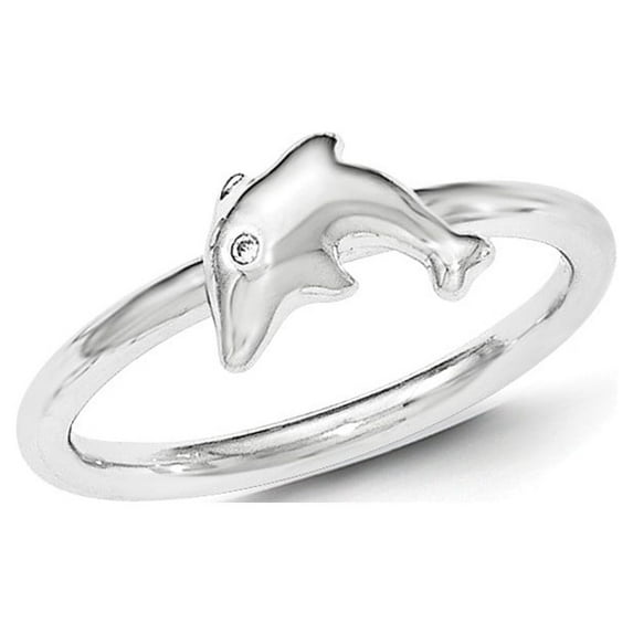 White Sterling Silver Ring Band Themed Cubic Zirconia CZ Clear