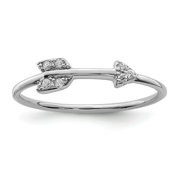 White Sterling Silver Ring Band Themed Cubic Zirconia CZ Clear