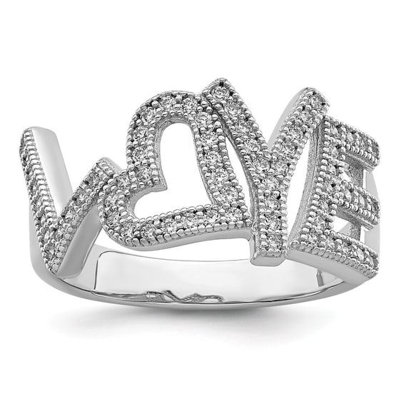 White Sterling Silver Ring Band Themed Cubic Zirconia CZ