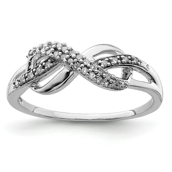 White Sterling Silver Ring Band Themed Diamond Rhodium Diam. Infinity Symbol