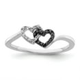 thumbnail image 1 of White Sterling Silver Ring Band Themed Diamond Round Black, 1 of 6