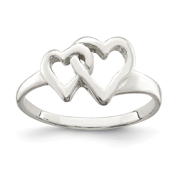 White Sterling Silver Ring Band Themed Heart