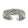 thumbnail image 1 of White Sterling Silver Ring Band Toe Antiqued Flowers, Size 6, 1 of 2