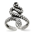 thumbnail image 1 of White Sterling Silver Ring Band Toe Antiqued Snake, Size 5, 1 of 2