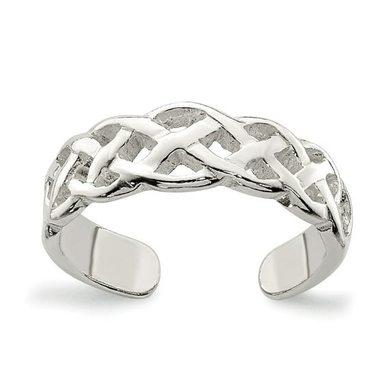 White Sterling Silver Ring Band Toe Celtic Weave, Size 5