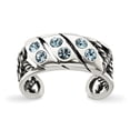 thumbnail image 1 of White Sterling Silver Ring Band Toe Crystal Antiqued Blue Stellux, Size 5, 1 of 2