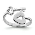 thumbnail image 1 of White Sterling Silver Ring Band Toe Rhodium-plated Heart Lock & Key, Size 8, 1 of 2