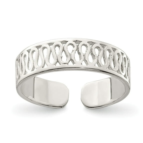 White Sterling Silver Ring Band Toe Solid, Size 6