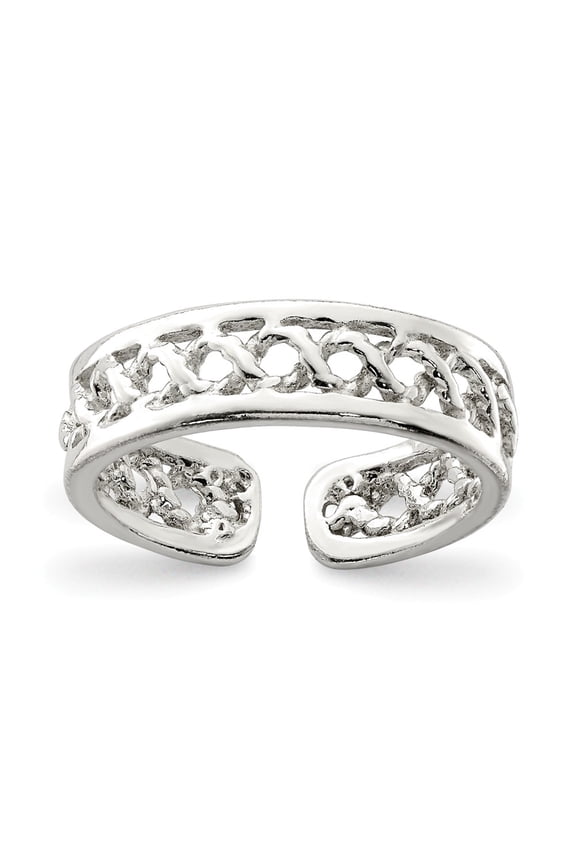 White Sterling Silver Ring Band Toe Solid