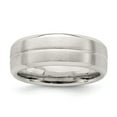 thumbnail image 1 of White Sterling Silver Ring Band Wedding 7mm Brushed Fancy Size 9, 1 of 4