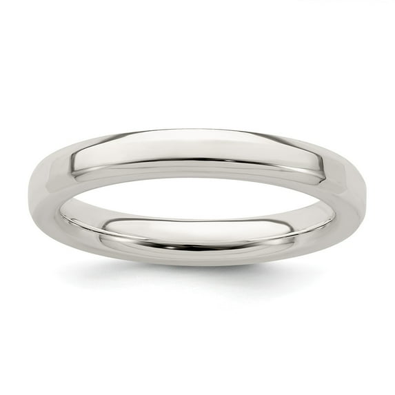 White Sterling Silver Ring Band Wedding Beveled Comfort