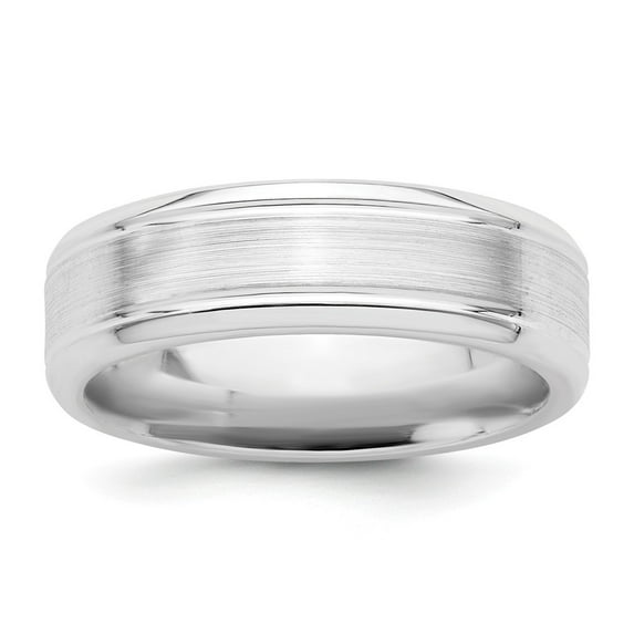 White Sterling Silver Ring Band Wedding Beveled Standard