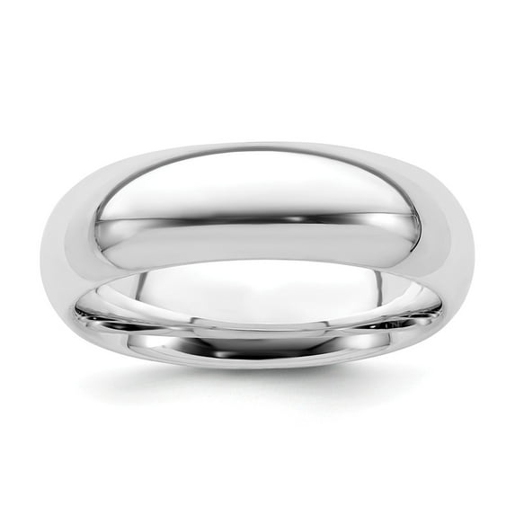 White Sterling Silver Ring Band Wedding Comfort Domed