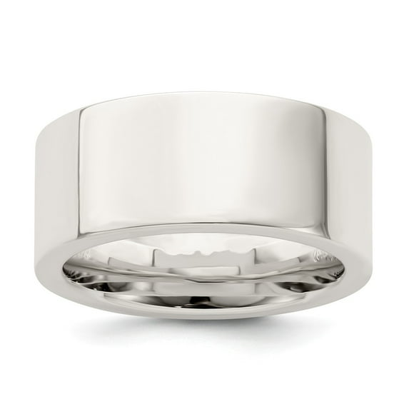 White Sterling Silver Ring Band Wedding Comfort Flat