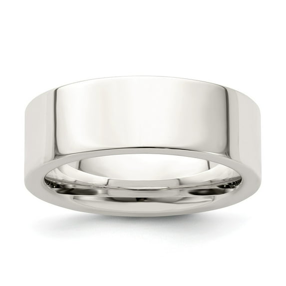 White Sterling Silver Ring Band Wedding Comfort Flat