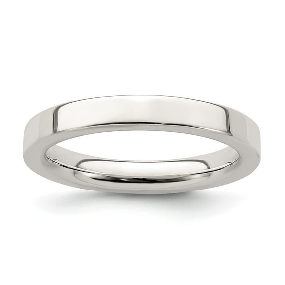 White Sterling Silver Ring Band Wedding Comfort Flat
