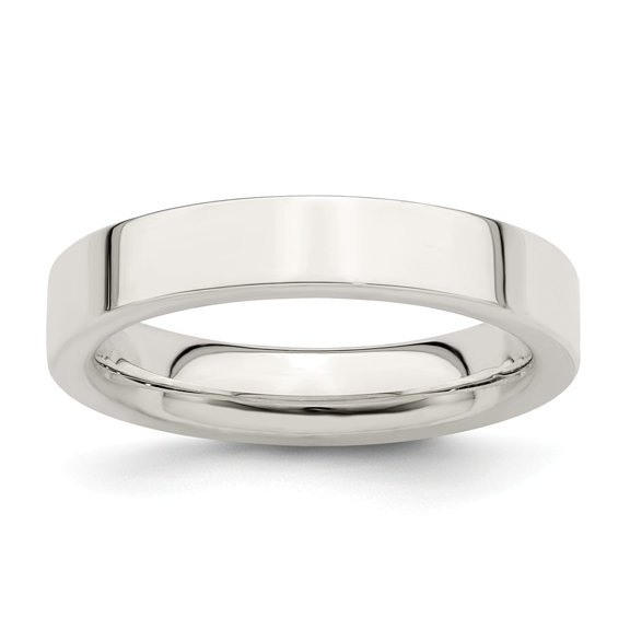 White Sterling Silver Ring Band Wedding Comfort Flat