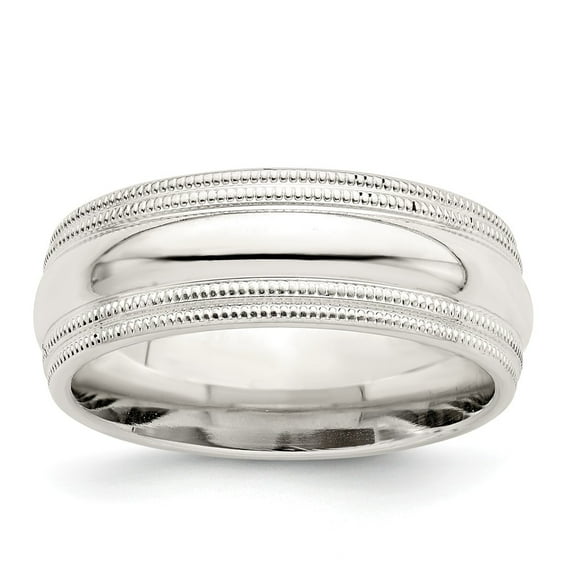 White Sterling Silver Ring Band Wedding Milgrain Comfort