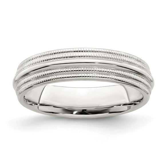 White Sterling Silver Ring Band Wedding Milgrain Comfort