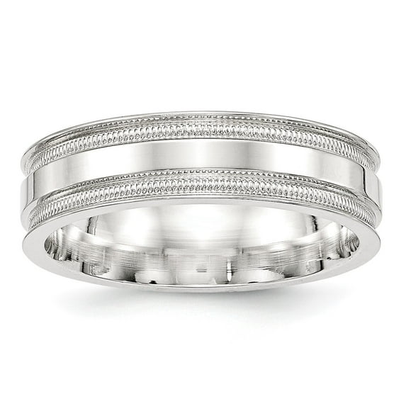 White Sterling Silver Ring Band Wedding Milgrain Standard Flat