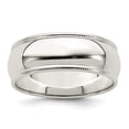 thumbnail image 1 of White Sterling Silver Ring Band Wedding Milgrain Standard Half Round, 1 of 2