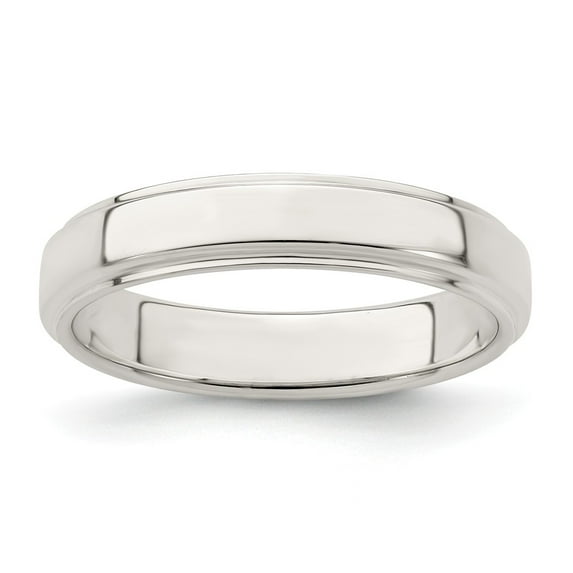 White Sterling Silver Ring Band Wedding Ridged Standard Flat