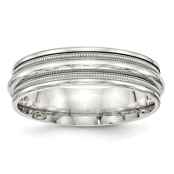 White Sterling Silver Ring Band Wedding Standard Flat