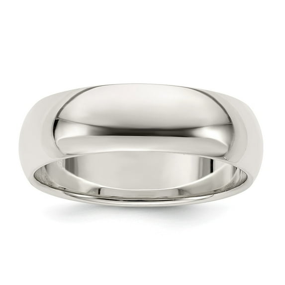 White Sterling Silver Ring Band Wedding Standard Half Round