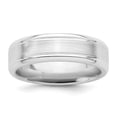 thumbnail image 1 of White Sterling Silver Ring Band Wedding Standard Rhodium-plated 6mm Brushed Fancy Size 10.5, 1 of 4