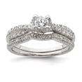 thumbnail image 1 of White Sterling Silver Ring Band with Stones Cubic Zirconia CZ, 1 of 2