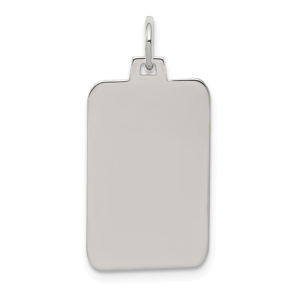 White Sterling Silver Rounded Corners 27 mm 12 Rhod.-Plated Eng. Rect ...