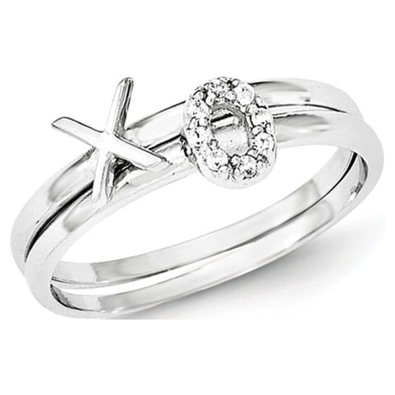 White Sterling Silver Sets Themed Cubic Zirconia CZ Clear Ring Band