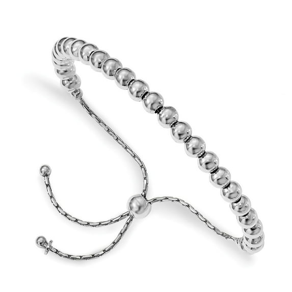 White Sterling Silver bracelet Adjustable & Stretch Wrap 9 in 5 mm