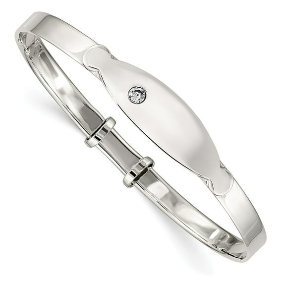 White Sterling Silver bracelet Bangle Cubic Zirconia CZ