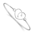 thumbnail image 1 of White Sterling Silver bracelet Bangle Diamond-cut Diamond 7 in 20 mm, 1 of 3