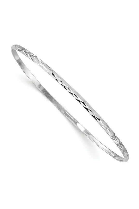 White Sterling Silver bracelet Bangle Diamond-cut Rhod. Plated diamond-cut Slip-on Child's