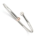 thumbnail image 1 of White Sterling Silver bracelet Bangle Fancy Pearl Freshwater Button Pink 6 in 3 mm, 1 of 2