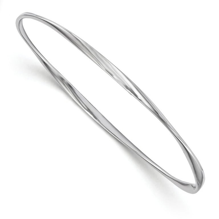 White Sterling Silver bracelet Bangle Polished Twisted White Sterling Silver bracelet Bangle Polished Twisted
