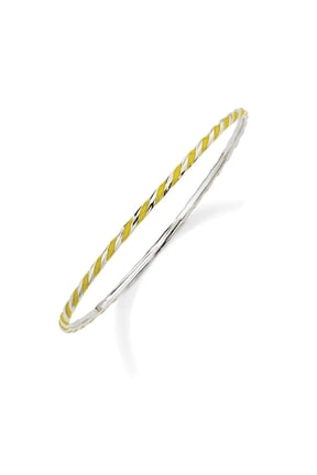 White Sterling Silver bracelet Bangle Yellow Stackable Expressions Twisted Enamel
