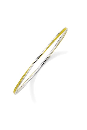 White Sterling Silver bracelet Bangle Yellow Stackable Expressions Twisted Enamel