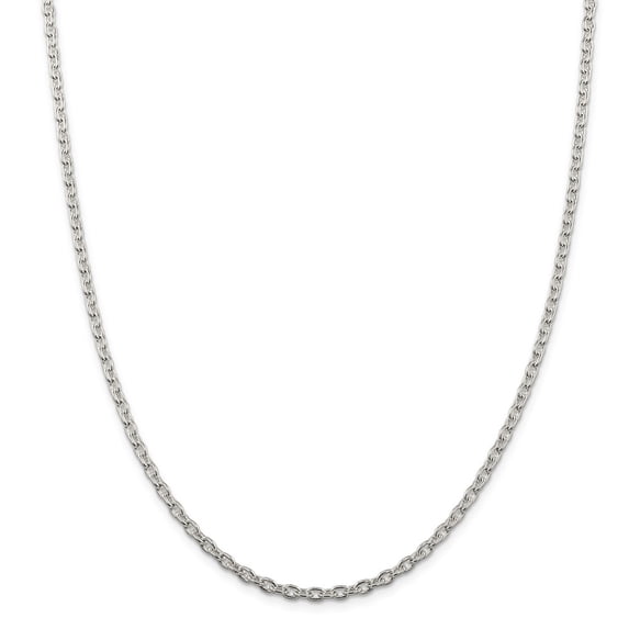 White Sterling Silver bracelet Cable chain 18 in 3.5 mm