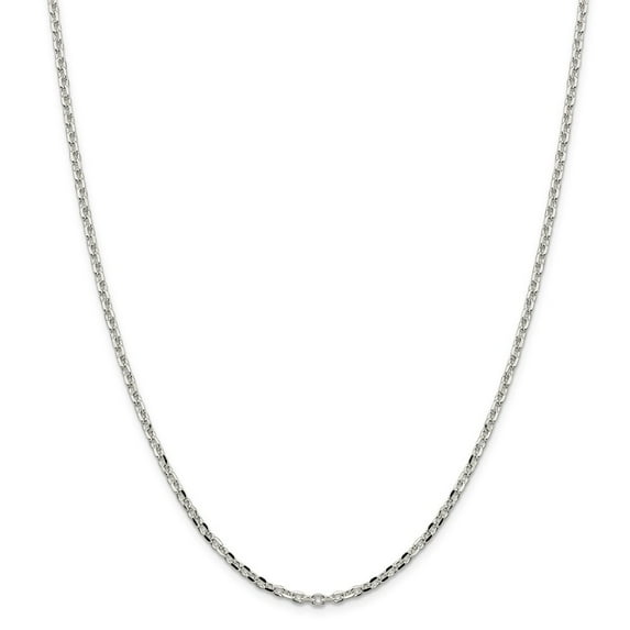 White Sterling Silver bracelet Cable chain Diamond-cut 20 in 2.75 mm